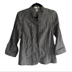 TWEEDS Blue Button Front Linen Shirt Blouse Top S